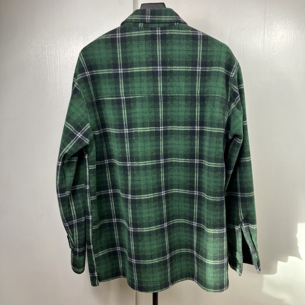 Green Plaid Button Down Fleece Irish Setter Men's Size M Long Sleeve Shirt - Picture 2 of 7